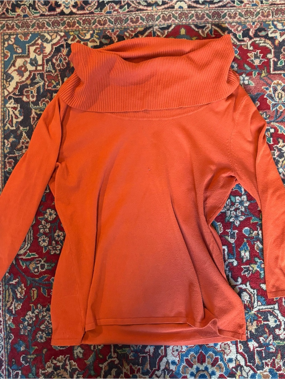 Vintage Orange Cowl Neck Sweater